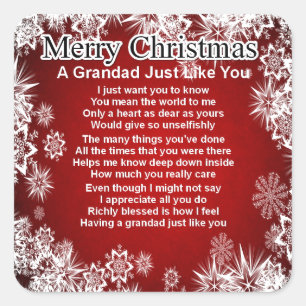Großes Gedicht - Weihnachtsdesign Quadratischer Aufkleber