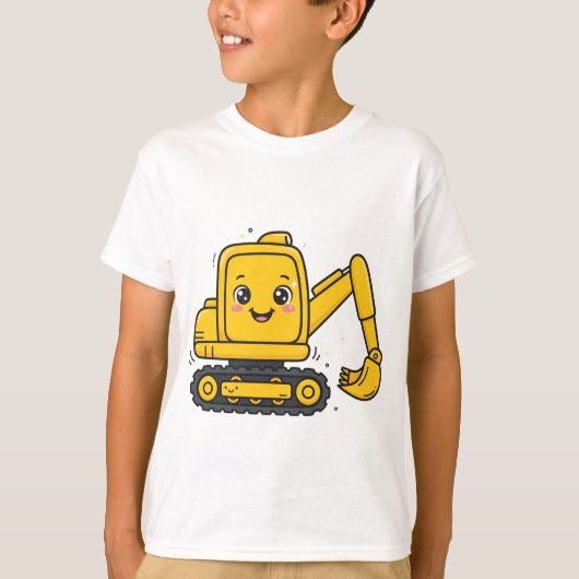 Großes gelbes Bagger T-Shirt (Vorderseite)