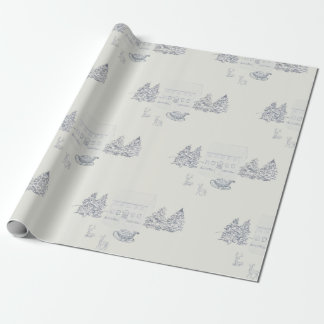 Großes gemütliches New England Weihnachtshaus Geschenkpapier