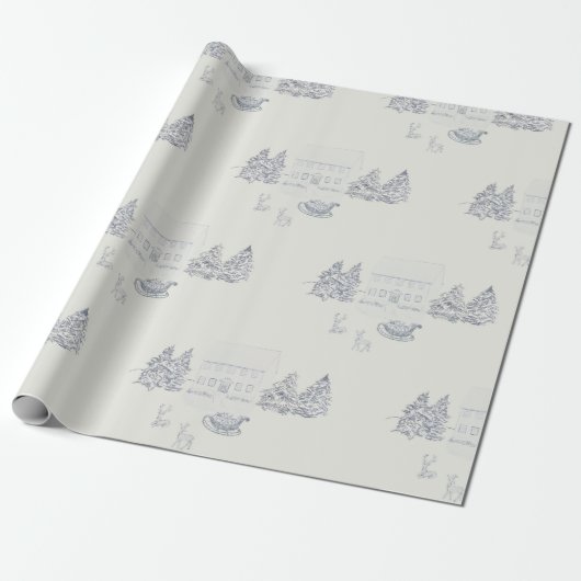 Großes gemütliches New England Weihnachtshaus Geschenkpapier (Ungerollt)