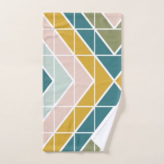 Grosses geometrisches Muster in Pastellertönen Badhandtuch Set (Handtuch)