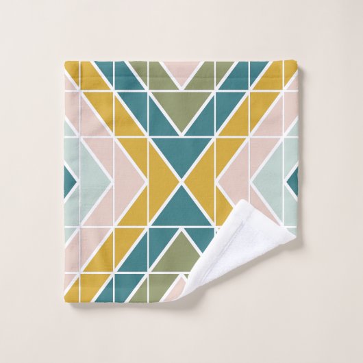 Grosses geometrisches Muster in Pastellertönen Badhandtuch Set (Waschlappen)