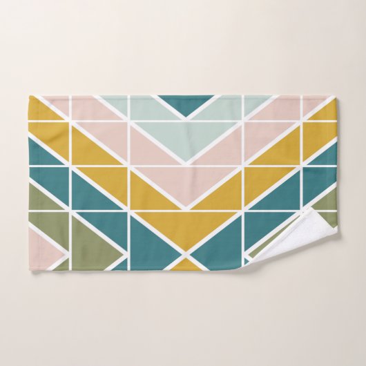 Grosses geometrisches Muster in Pastellertönen Badhandtuch Set (Handtuch)