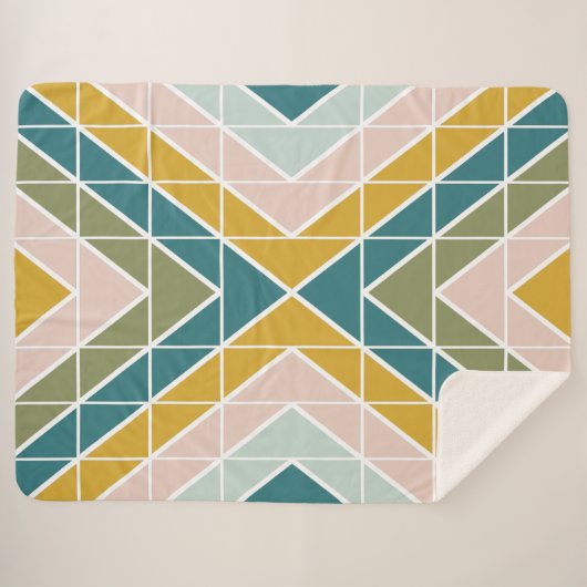 Grosses geometrisches Muster in Pastellertönen Sherpadecke (Vorderseite (Horizontal))