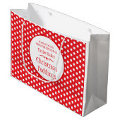 Großes Geschenk des roten weißen Backens des Große Geschenktüte (Vorderseite Schrägansicht)