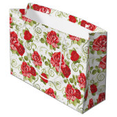 Großes Geschenktücher - Rote Rosen drucken Große Geschenktüte (Rückseite Schrägansicht)