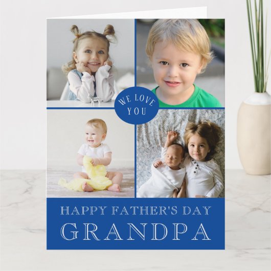Großes Glück Vatertag Großvater FotoCollage Karte (Vorderseite)