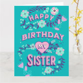Großes Glück zum Geburtstag meiner Schwester Perso Karte (Gelbe Blume)