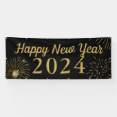 Grosses Gold Schwarz 2025 Glück Neues Jahr Banner (Horizontal)