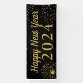 Grosses Gold Schwarz 2025 Glück Neues Jahr Banner (Vertikal)