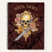 Großes Gold-Skull-Notebook Notizblock (Vorderseite)