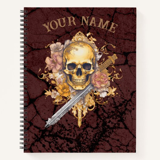 Großes Gold-Skull-Notebook Notizblock (Vorderseite)