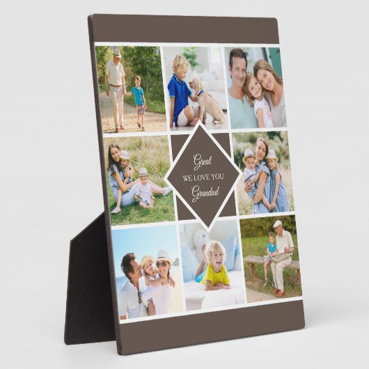 Großes Grandad Wir Liebe Sie 8 Foto Collage Brown Fotoplatte (Seite)