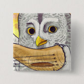 Großes Grau-Eule Hornlute Knopf Button (Vorderseite)