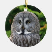 Großes Grau-Eule Keramik Ornament (Vorne)