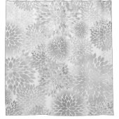 großes graues Dahlienmuster Duschvorhang (Vorderseite)