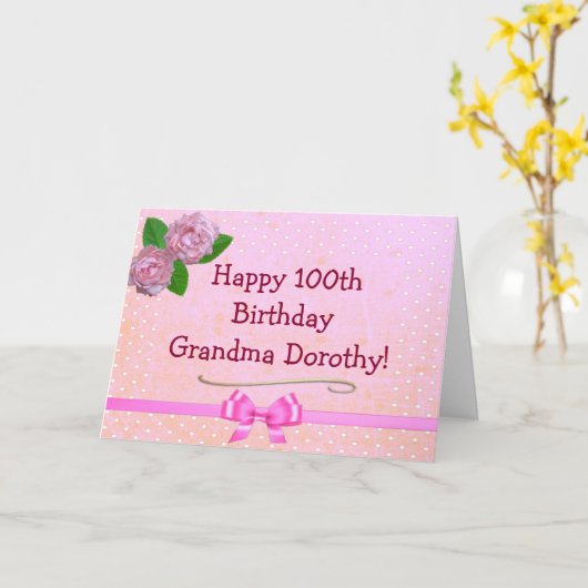 Großes Großmutter-Rosa-glückliche 100. Karte (Gelbe Blume)