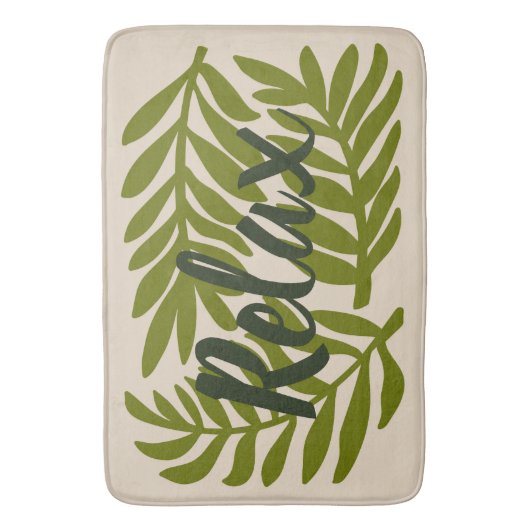 Grosses grünes Leaf Nature 'Relax' Zitat Badematte (Vorderseite Vertikal)