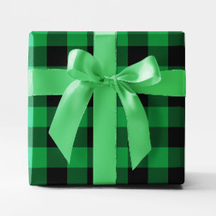 Großes Grünes und Schwarzes Chevron Büffel Karo Geschenkpapier