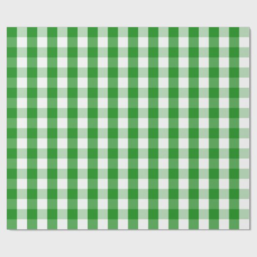 Großes grünes und weißes Gingham-Packpapier Geschenkpapier (Flach)