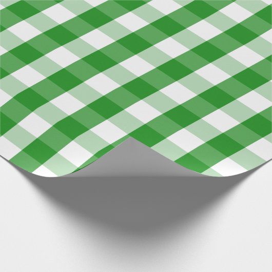 Großes grünes und weißes Gingham-Packpapier Geschenkpapier (Ecke)