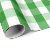 Großes grünes und weißes Gingham-Packpapier Geschenkpapier (Rolleneckpunkt)