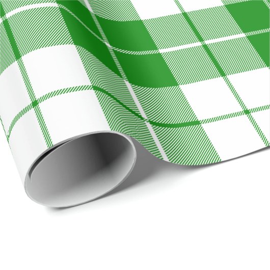 Grosses, grünes und weißes Kariertes Muster Geschenkpapier (Rolleneckpunkt)