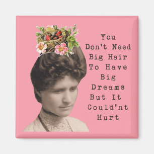 Großes Haar, große Traum-Vintage Foto-Collage Magnet