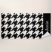 Grosses Hahnentrittmuster Schwarz & Weiß Strandtuch (Vorderseite)