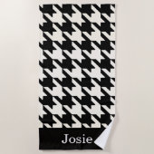 Grosses Hahnentrittmuster Schwarz & Weiß Strandtuch (Vorderseite)