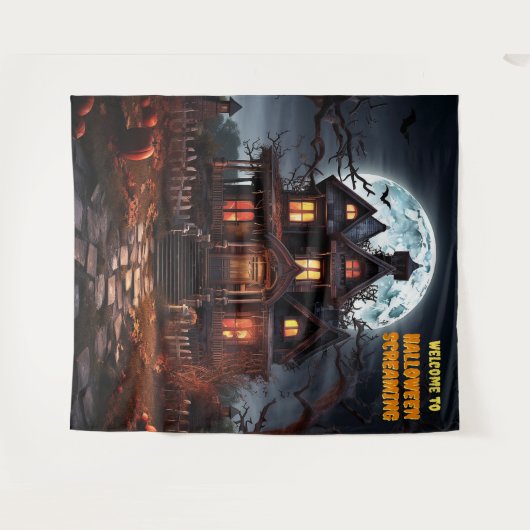 Grosses Halloween-Spuk Haus - Hintergrund Wandteppich (Vorderseite (Horizontal))