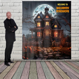 Grosses Halloween-Spuk Haus - Hintergrund Wandteppich