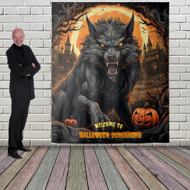 Grosses Halloween-Werwolf-Szenario Wandteppich