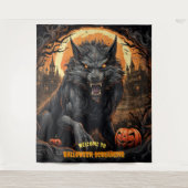 Grosses Halloween-Werwolf-Szenario Wandteppich (Vorderseite)