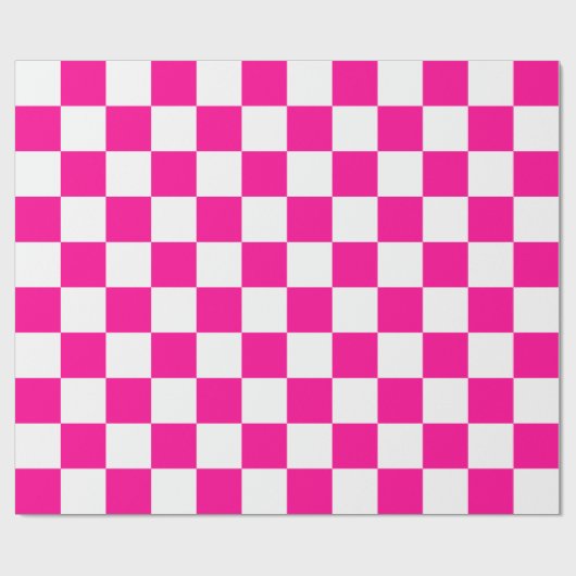 Großes heißes Extrarosa-und Weiß-Karos Geschenkpapier (Flach)