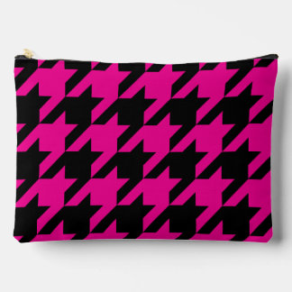 Großes heißes Rosa und schwarzes Houndstooth Zubehörtasche