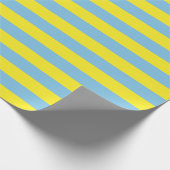 Großes hellblaues und gelbes Streifen-Packpapier Geschenkpapier (Ecke)