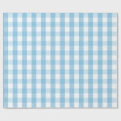 Großes hellblaues und weißes Gingham-Packpapier Geschenkpapier (Flach)