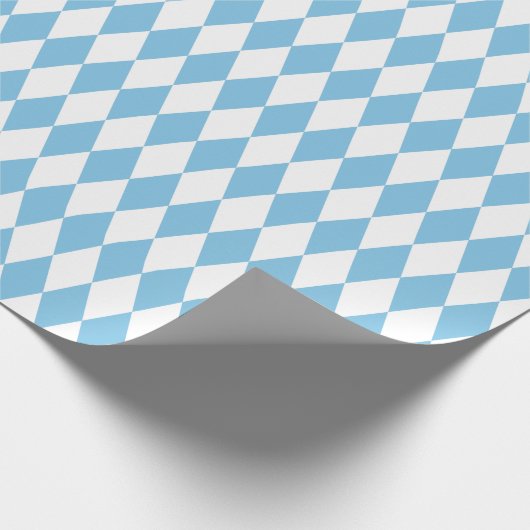 Grosses hellblaues und weißes Harlequin Geschenkpapier (Ecke)