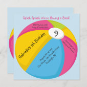 Grosses, helles Beach Ball zum Geburtstag Einladun Einladung (Vorne/Hinten)