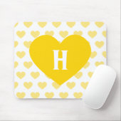 Großes helles gelbes Herz - Monogramm Mousepad (Mit Mouse)