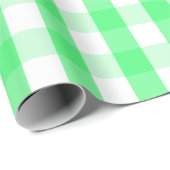 Großes hellgrünes und weißes Gingham-Packpapier Geschenkpapier (Rolleneckpunkt)