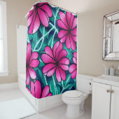 Grosses, hellrosa Blume Muster Duschvorhang (Beispiel)