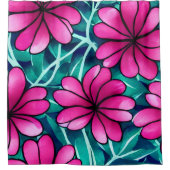 Grosses, hellrosa Blume Muster Duschvorhang (Vorderseite)