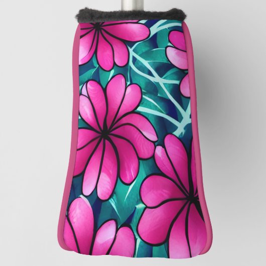 Grosses, hellrosa Blume Muster Golf Headcover (Rotieren 90)