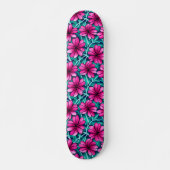 Grosses, hellrosa Blume Muster Skateboard (Vorne)