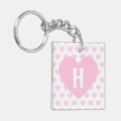 Großes hellrosa Herz - Monogramm Schlüsselanhänger (Vorderseite links)