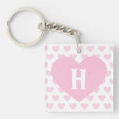Großes hellrosa Herz - Monogramm Schlüsselanhänger (Vorderseite)