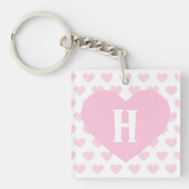 Großes hellrosa Herz - Monogramm Schlüsselanhänger