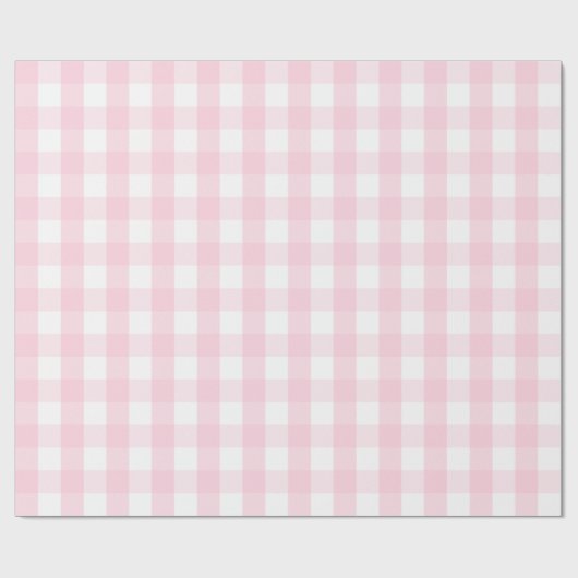 Großes hellrosa und weißes Gingham-Packpapier Geschenkpapier (Flach)